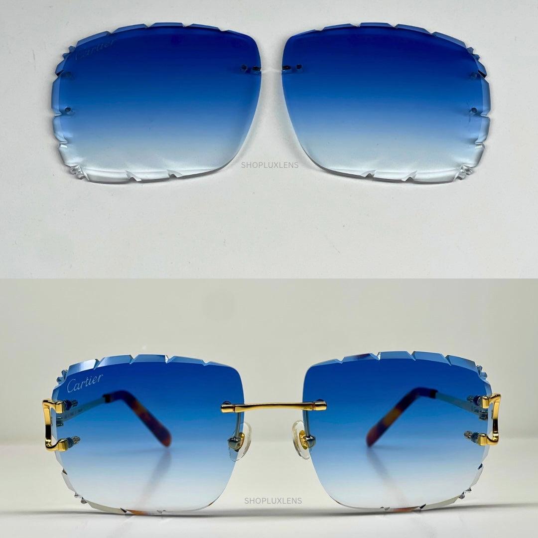 Custom “Mykonos" Blue Diamond Cut Lens