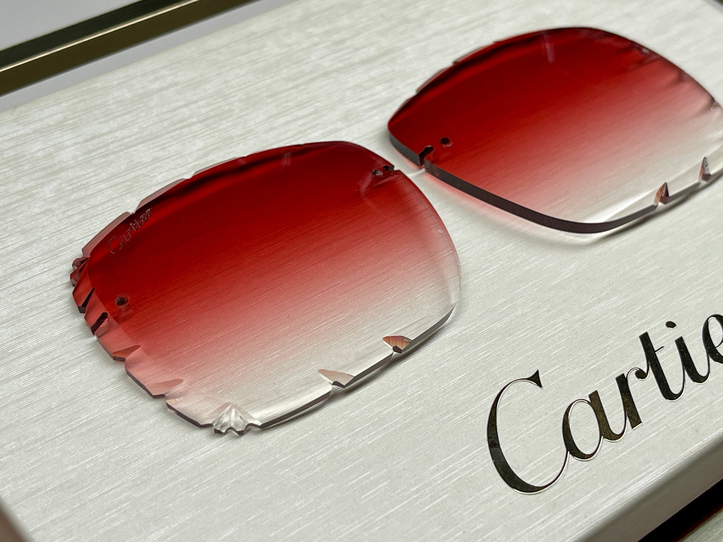 Custom “Mykonos" Red Diamond Cut Lens