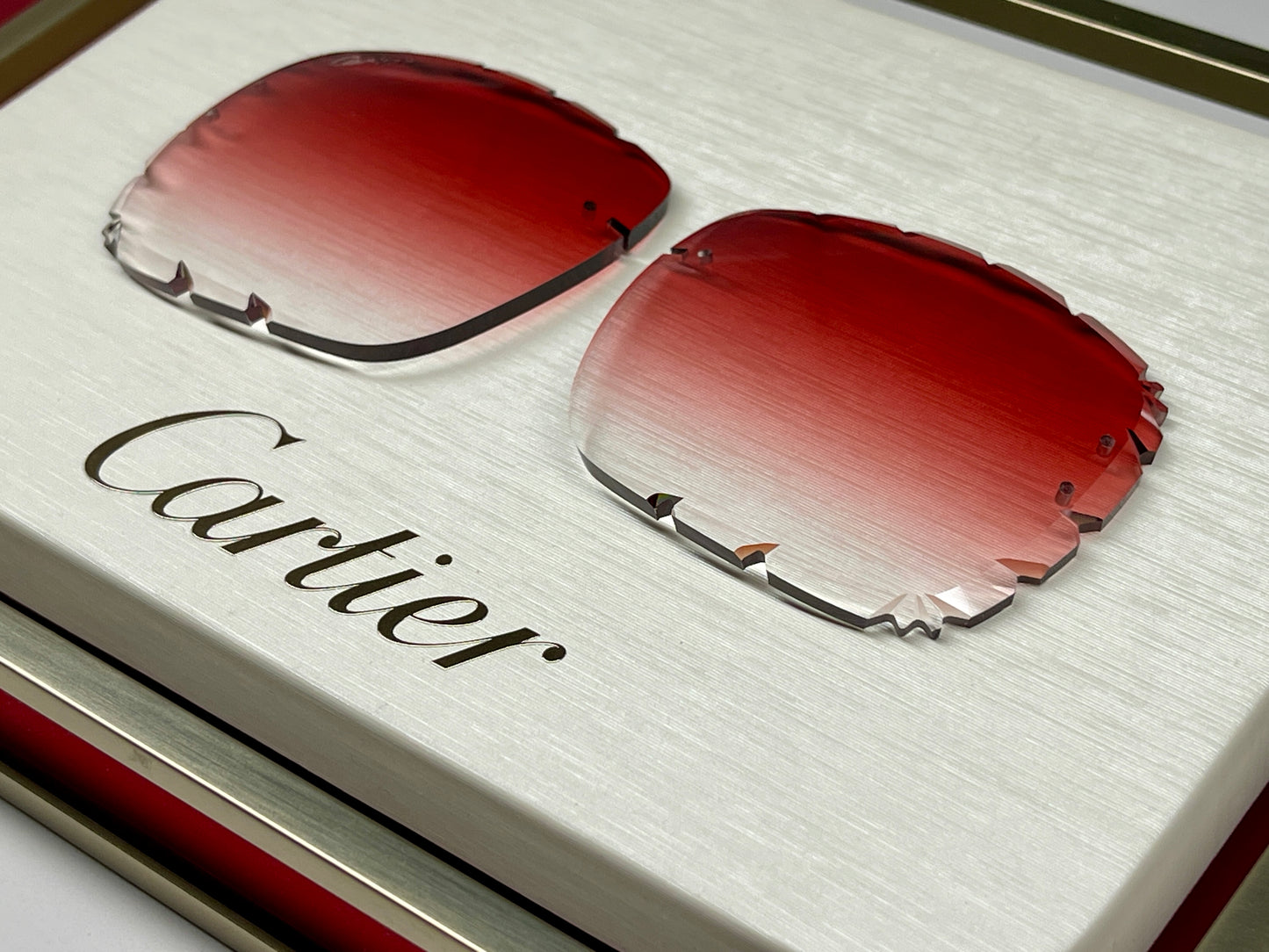 Custom "Mykonos" Red Diamond Cut Lens