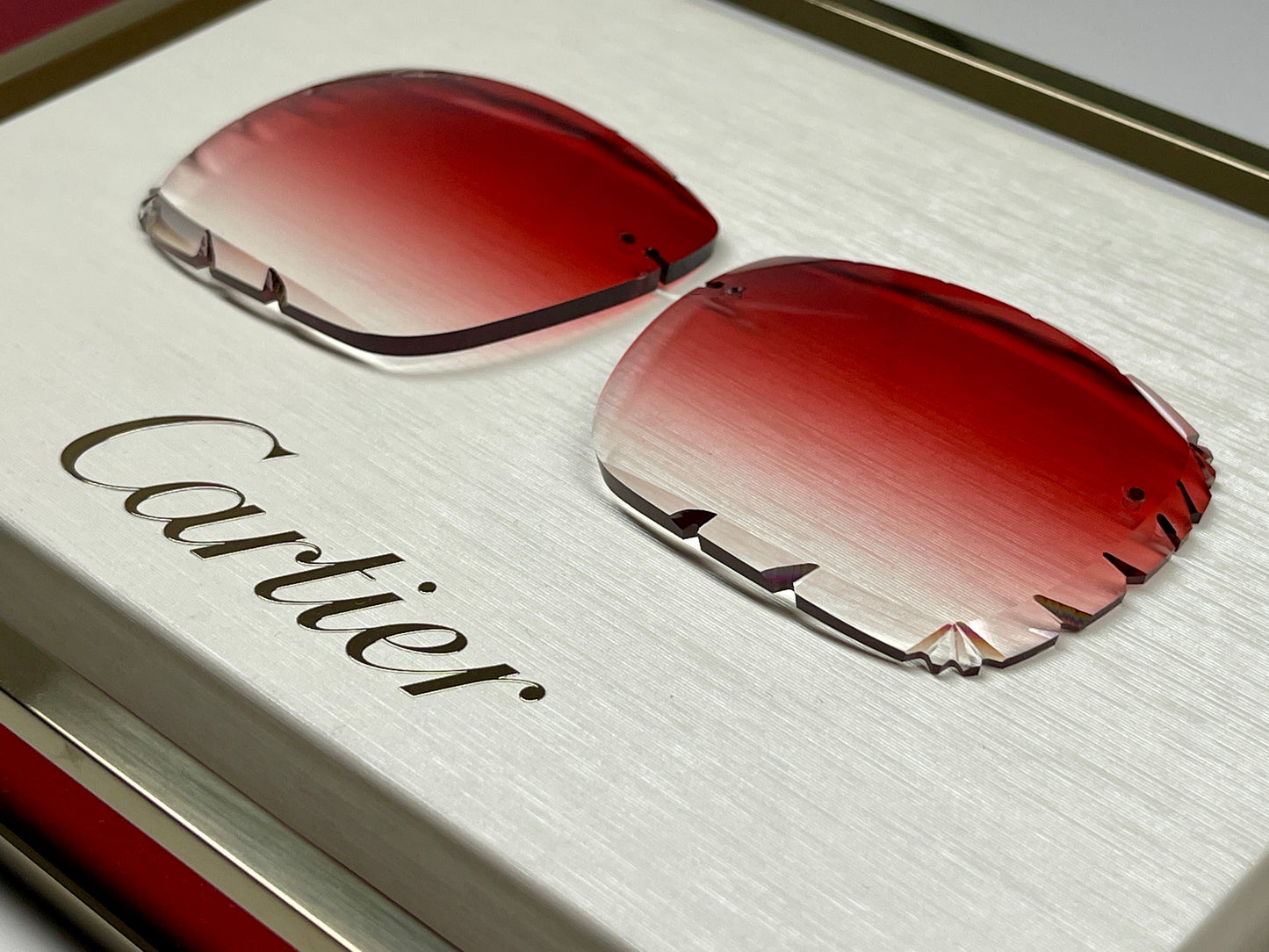 Custom “Mykonos" Red Diamond Cut Lens